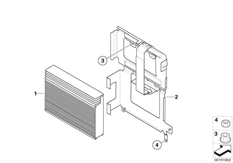 Holder amplifier/video module, Number 02 in the illustration