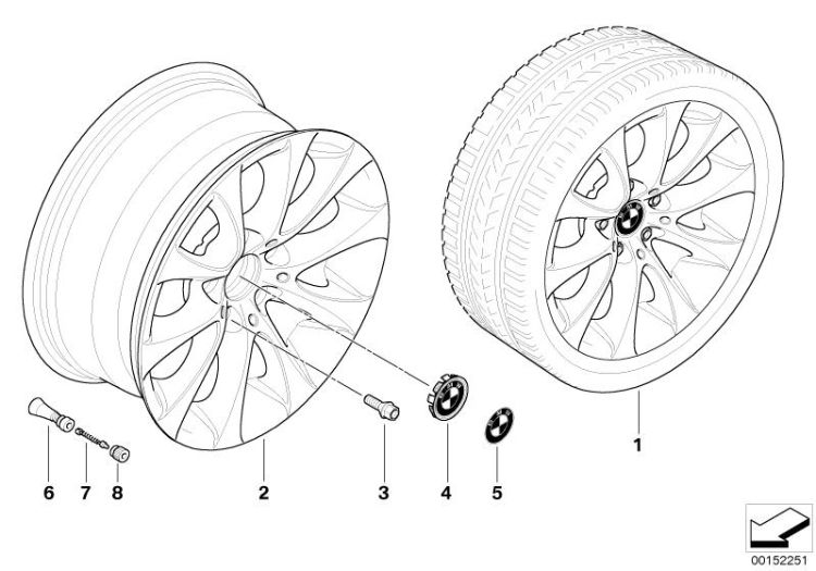 BMW light alloy wheel, V-spoke 188 ->48480360975