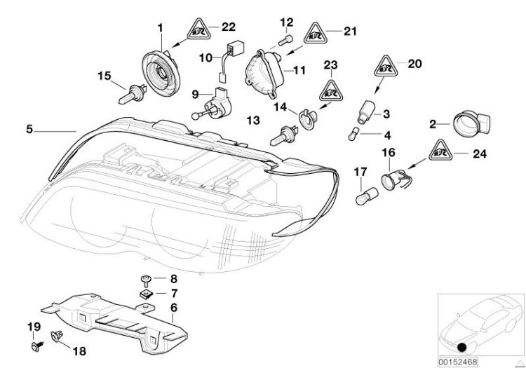 Single components for headlight ->47738630599