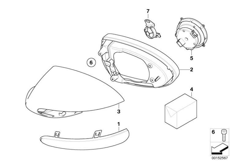 Mounting parts f M outside mirror ->48421515549