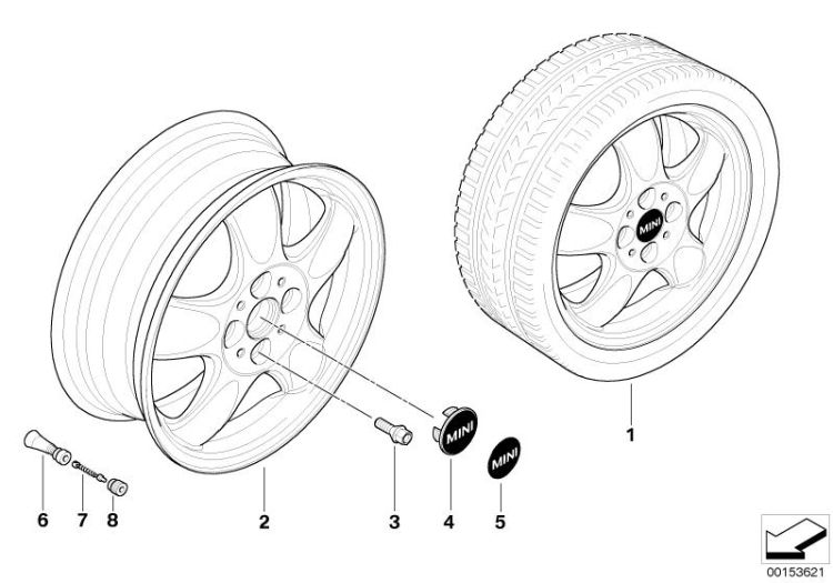 MINI alloy wheel, 5-start spooler 100 ->48015361116