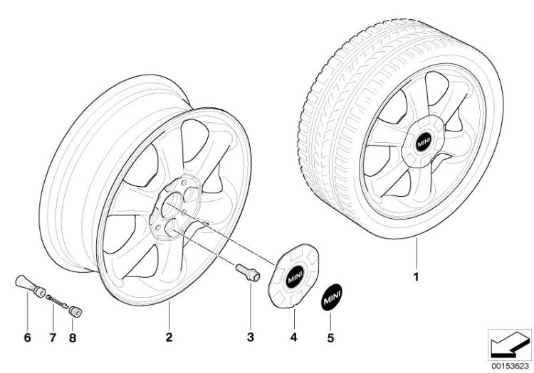 MINI alloy wheel, rotator spoke 101 ->48015361117