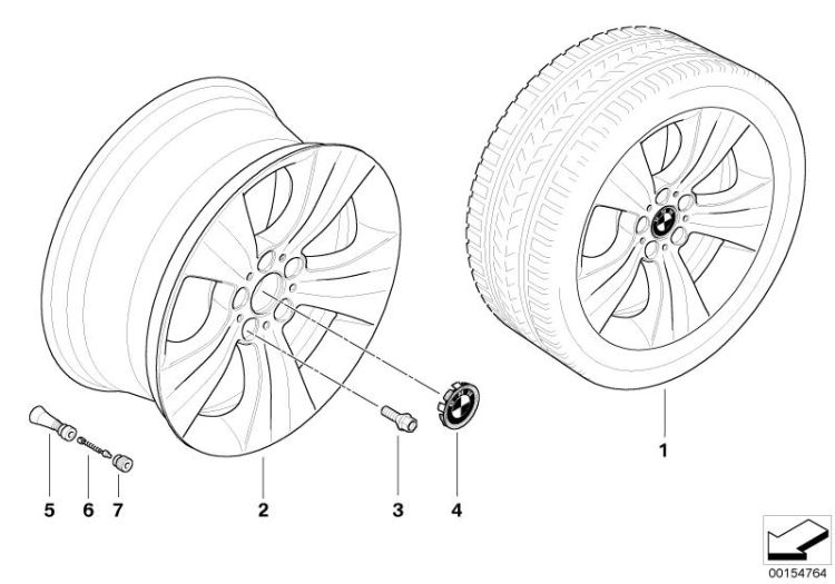 Ruota LL BMW, raggio stella 213 ->50139361023