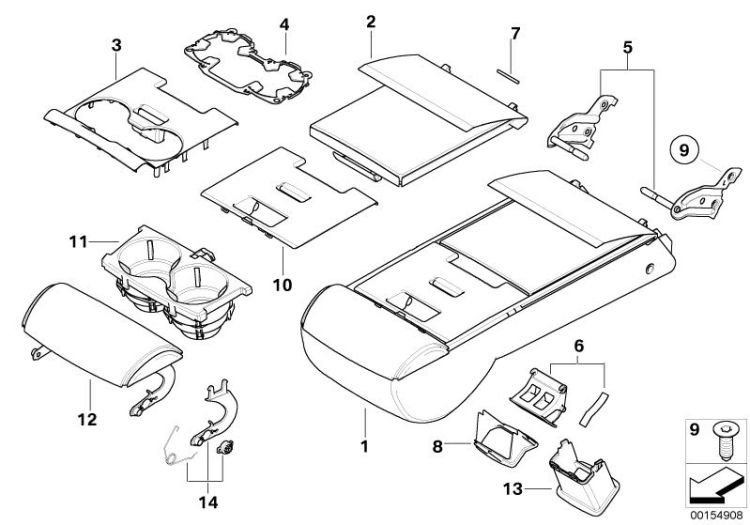 Rear seat centre armrest ->47750523021