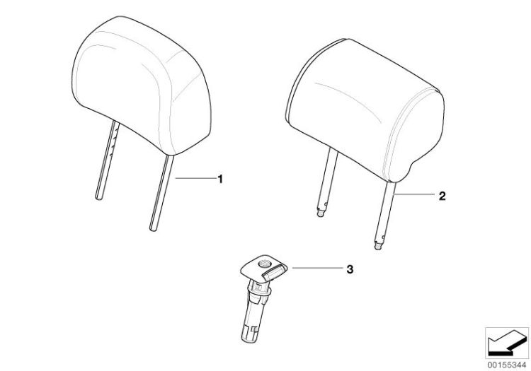 Seat, front, head restraint ->49504523034