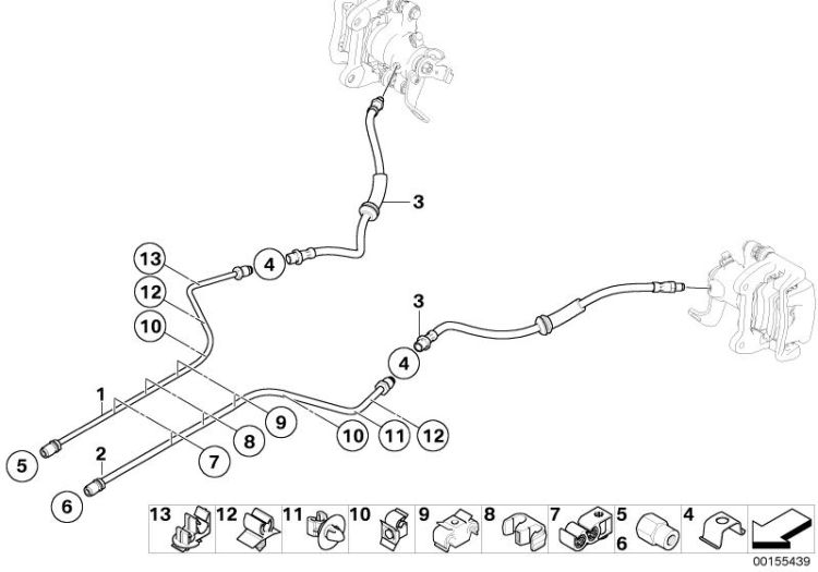 Brake pipe rear ->50618160679