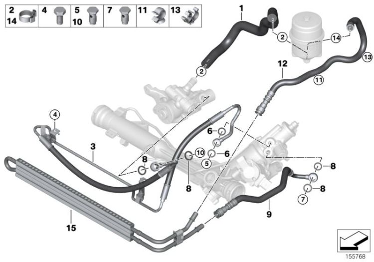 Power steering/oil pipe/Active steering ->49544321650