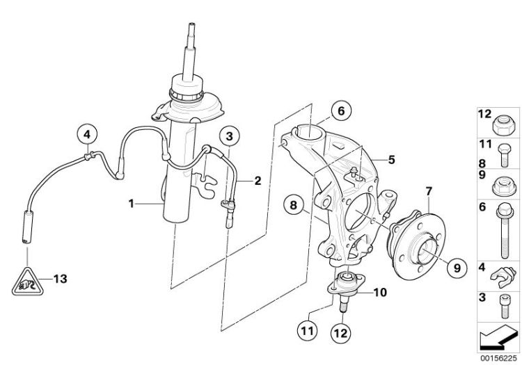 Front Spring strut/Carrier/Wheel bearing ->