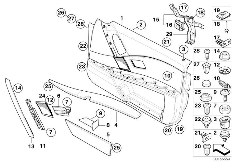 Door trim panel, front / side airbag ->47750031377