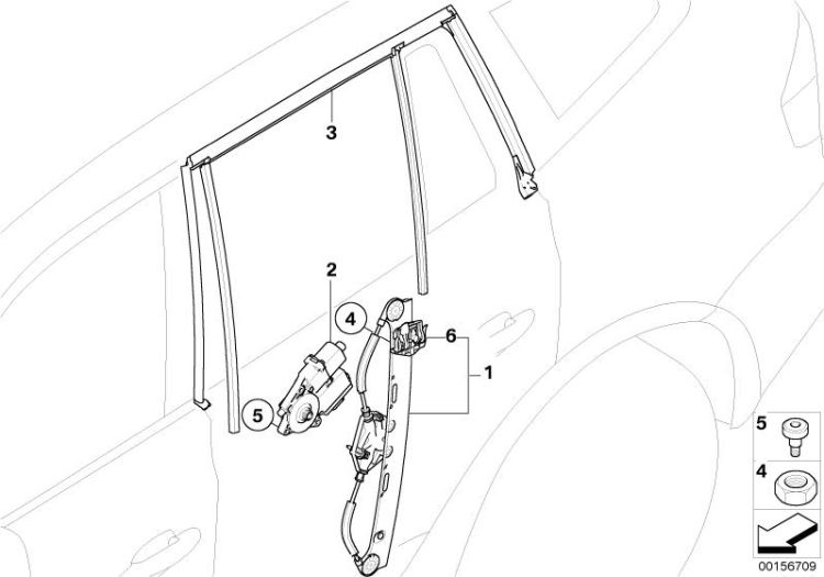 Door window lifting mechanism rear ->47789515134