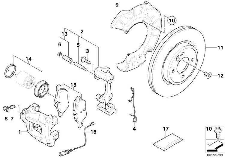 Front wheel brake, brake pad sensor ->48015020049