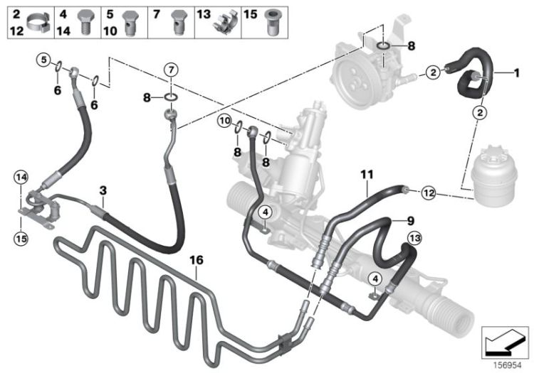 Hydro steering-oil pipes ->49543321662