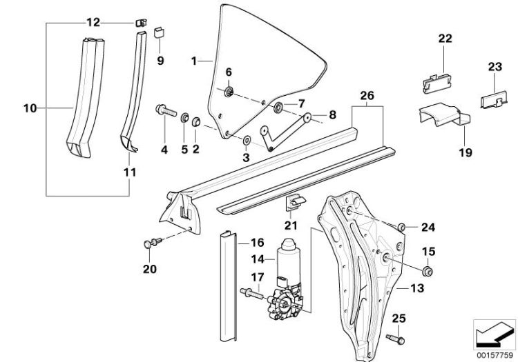 Türfenstermechanismus hinten ->47327510418