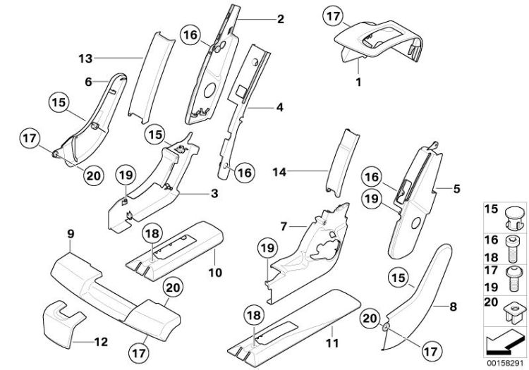 Seat, rear, seat trims, right ->50139523344