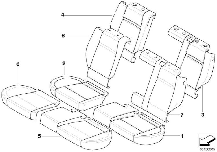 Seat, rear, cushion, & cover, basic seat ->50139523345