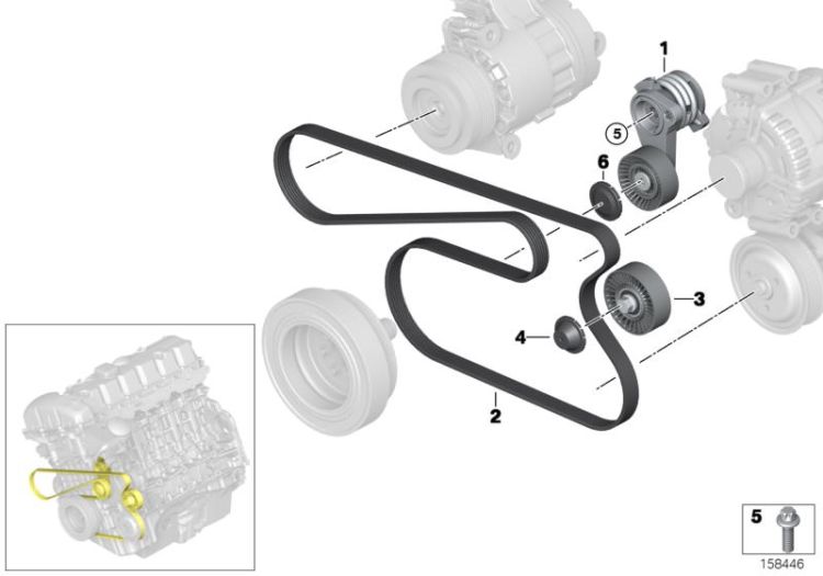 Belt drive-alternator/AC/power steering ->57459513101