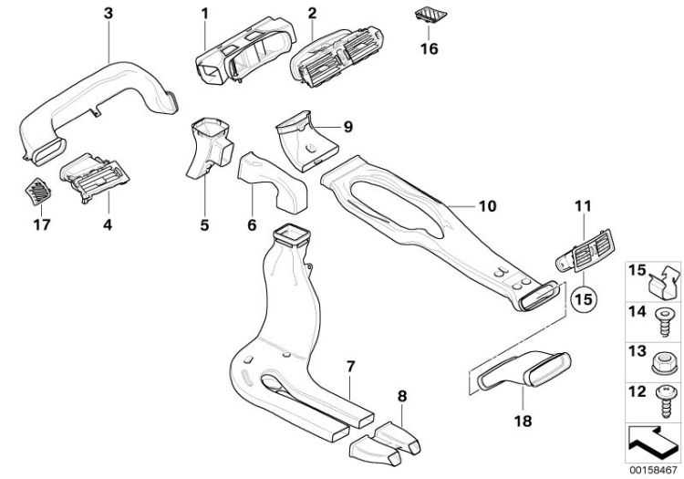 Grille d`aération arrière, numéro 11 dans l'illustration