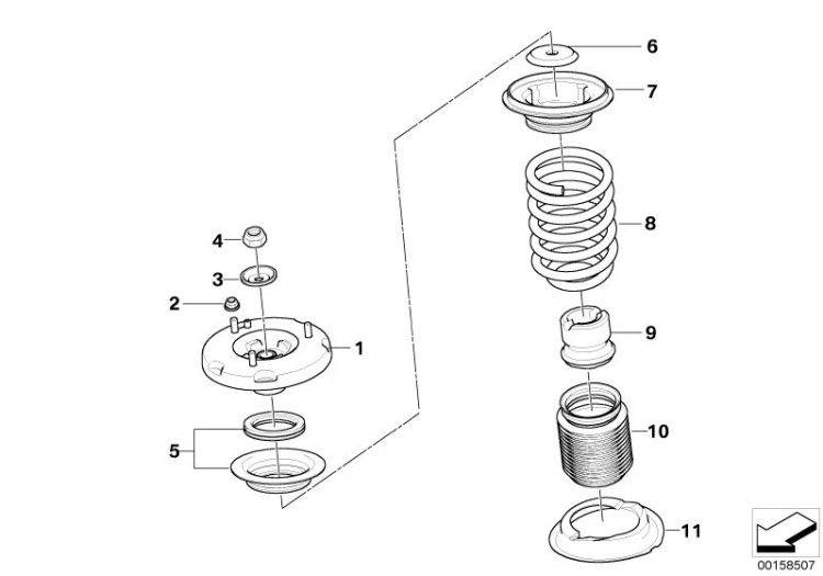 Coil spring/guide support/attach.parts ->48421310703