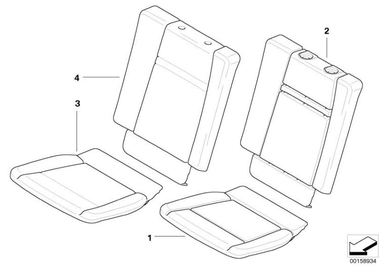 Seat, rear, cushion, and cover, 3rd row ->50139523352