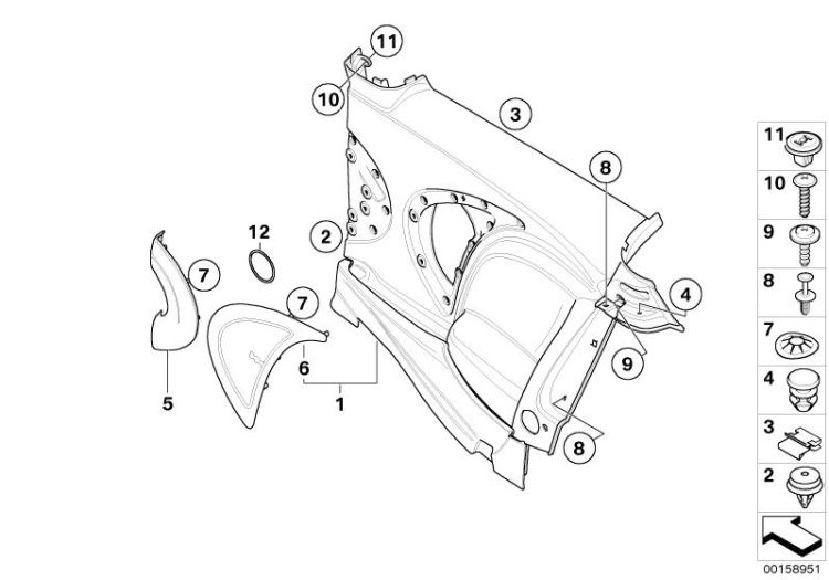 Lateral trim panel rear ->