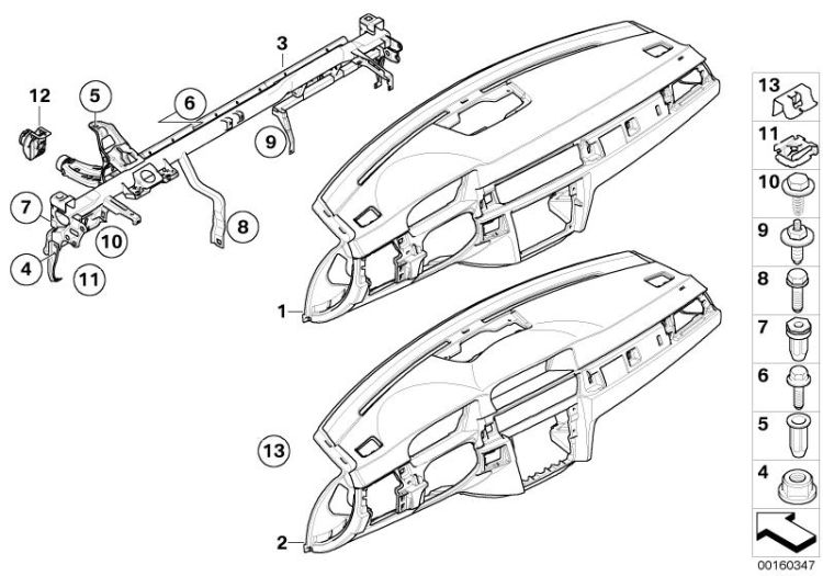 Trim panel dashboard, support tube ->49557515710