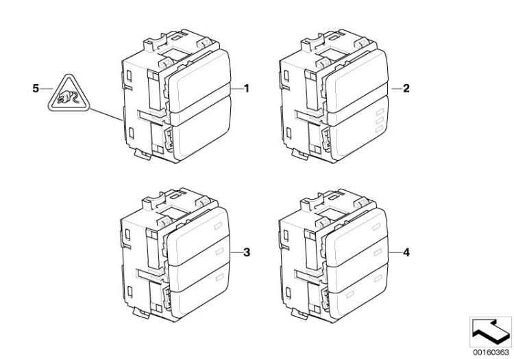 Switch cluster, centre console, right ->48421612264