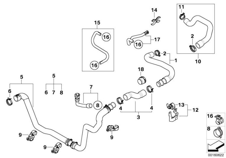 Cooling System Water Hoses ->50620170414