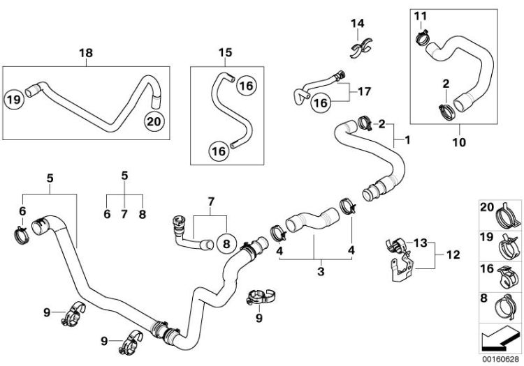 Cooling System Water Hoses ->50620170414