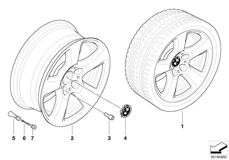 BMW LA wheel, start spoke 243 ->47750361091