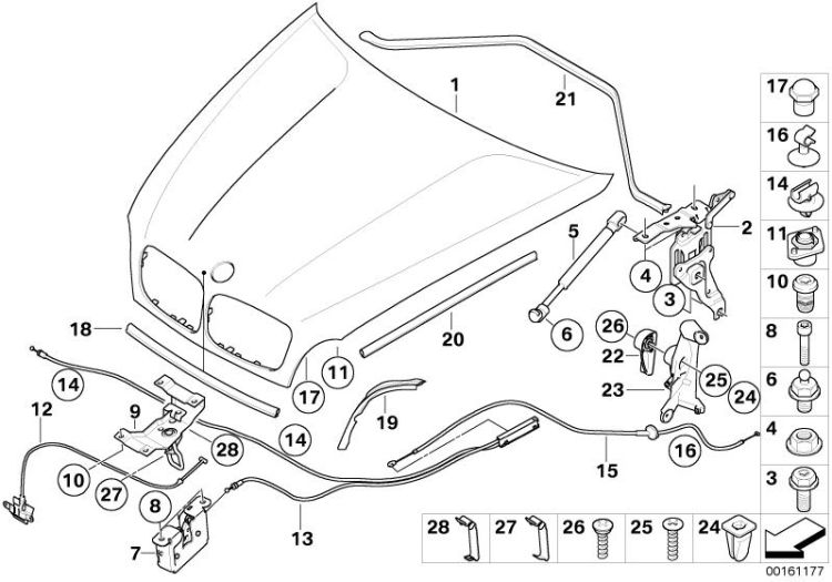 Engine hood/mounting parts ->47768411586