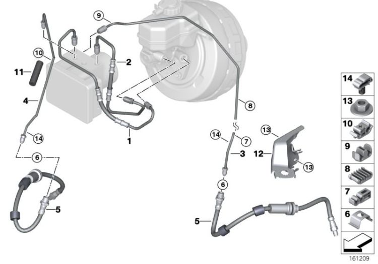 Brake pipe, front ->50361341487