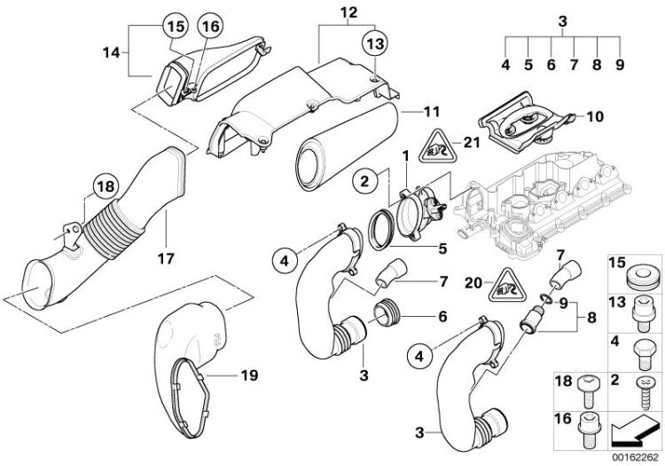 Mass air flow sensor/intake silencer ->47751131031