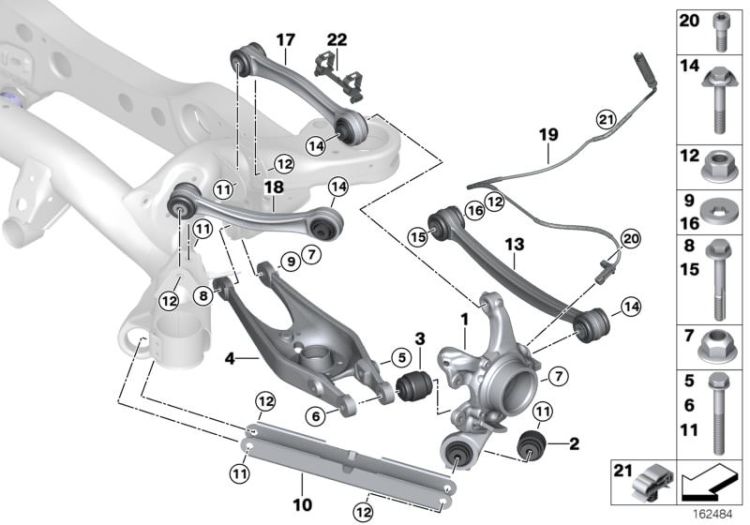 Rear axle support/wheel suspension ->50361331416