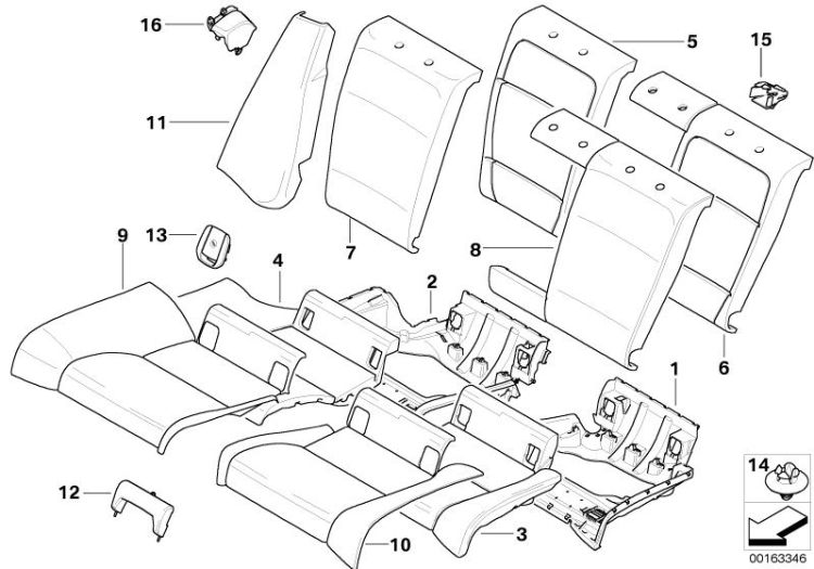Sitz hinten Polster und Bezug Durchlade ->49557523251
