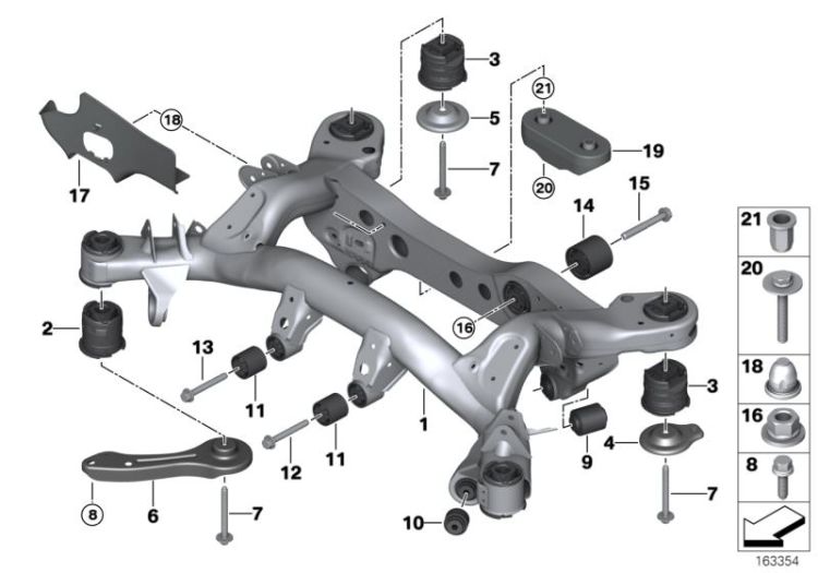 33316758260 RUBBER MOUNTING rear Rear Axle rear axle with suspension BMW 3er F30 E81 E88 E82 E92 E90 E93N >163354<, SUPPORTO DI GOMMA post.