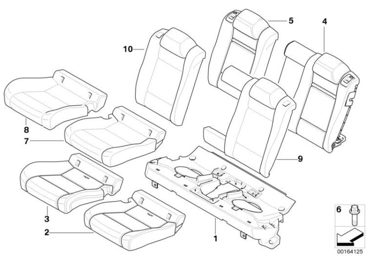 Seat,rear,cushion&cover, through-loading ->50901523453