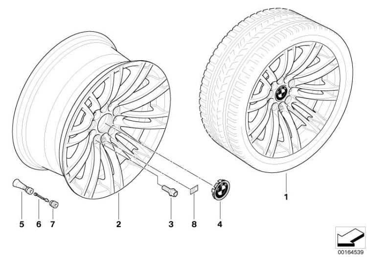 BMW alloy wheel, M double spoke 219 ->50361361150