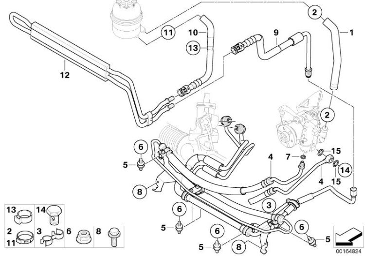 Hydro steering-oil pipes ->49506321653