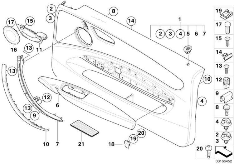 Door lining leather left, Number 01 in the illustration