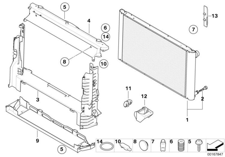 Mounting parts f radiator ->47751170277