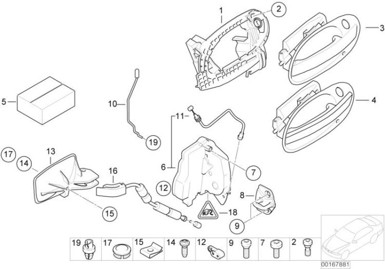 Outer door opener painted to code,right, Number 04 in the illustration