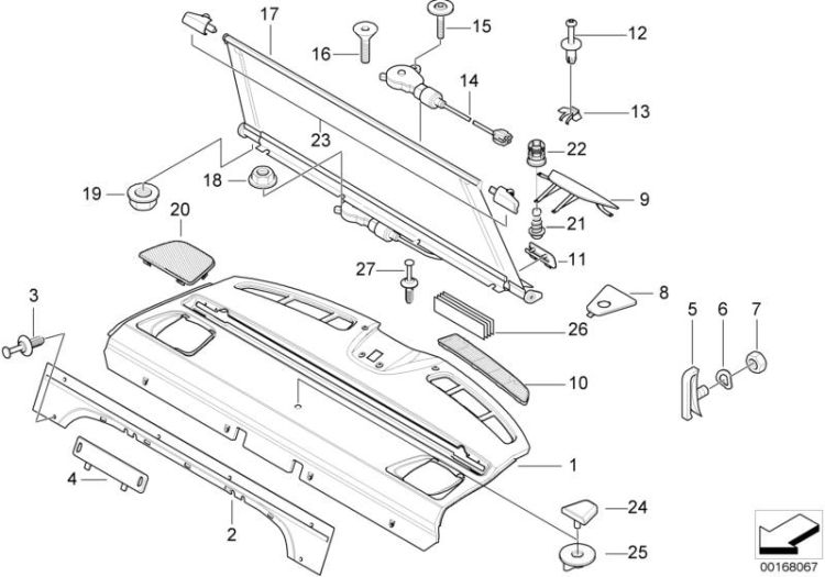 Rear window shelf / sun blind electr. ->