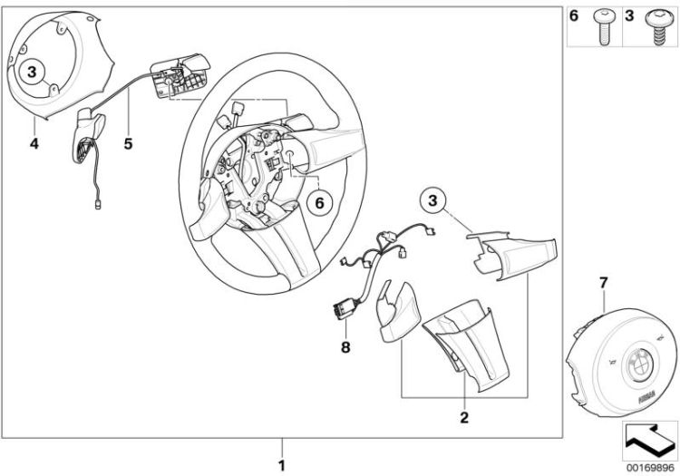 Sport steering wheel,airbag, w/ paddles ->49302321418