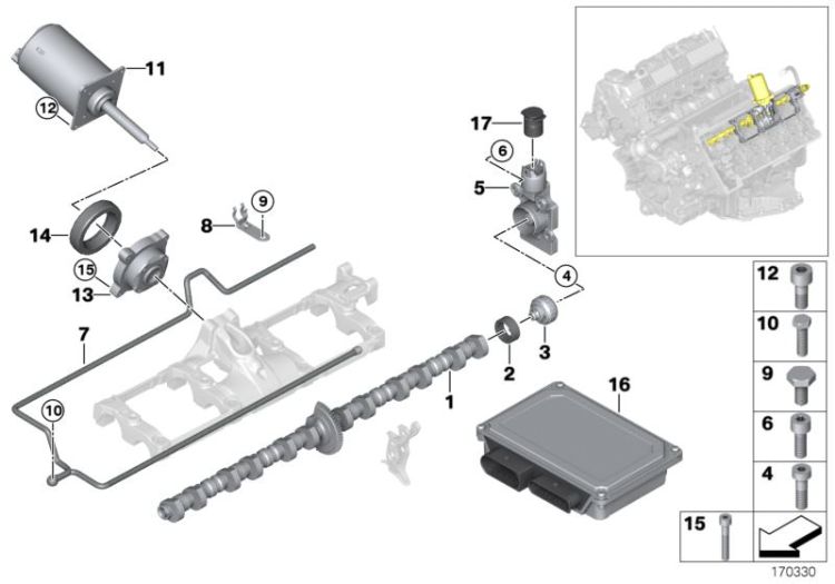 Ventilsteuerung-Exzenterwelle,Stellmotor ->47742113606