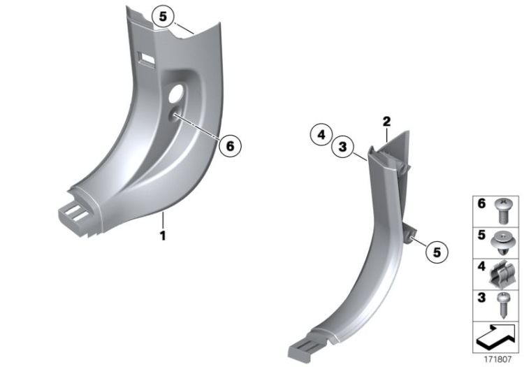 51439172819 Lateral trim panel bottom front left Vehicle trim Interior equipment bottom BMW 7er G11 F01 F02 F04 >171807<, Rivestim. laterale infer. anter. sinis.