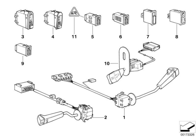 61318351188 Wiper switch Vehicle electrical system Switch BMW 5er E39 61318359058 E34 >173326<, Interrup.limpiaparabrisas