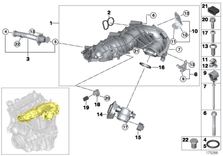 Intake manifold AGR without flap control ->50142114102