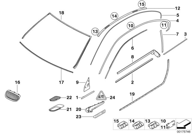 Exterior trim / Grille / Seals ->49557516087