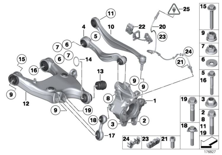 Rear axle support/wheel suspension ->52148331453