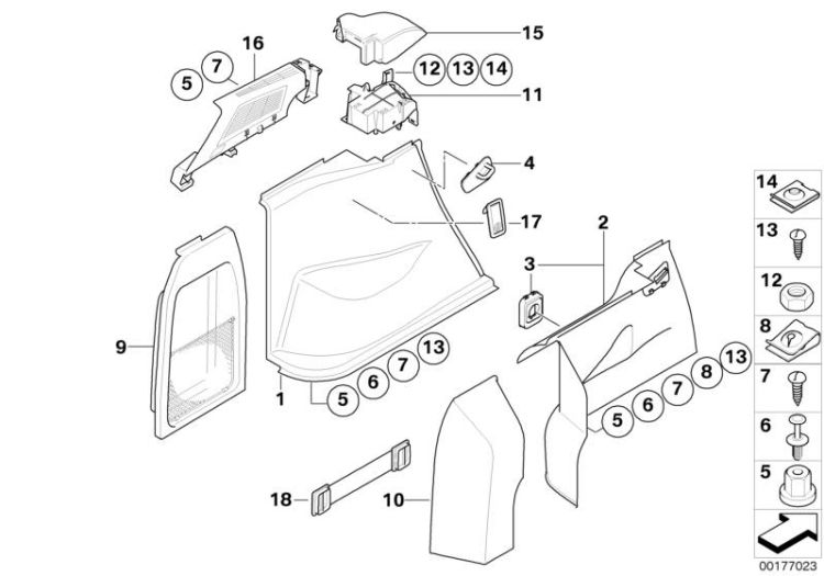 Lateral trunk floor trim panel ->47789515181